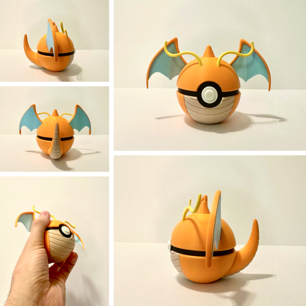 Dragonite Creature Ball #0149 Fidget Clicker Fidget Clicker | Premium 3D Printed Collectible | Gift for Collectors
